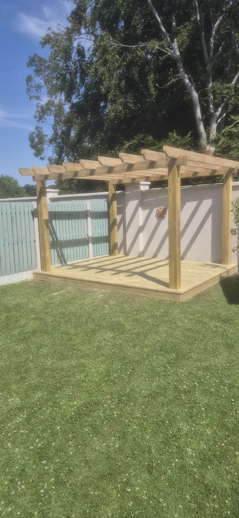 Timber pergola on a garden deck